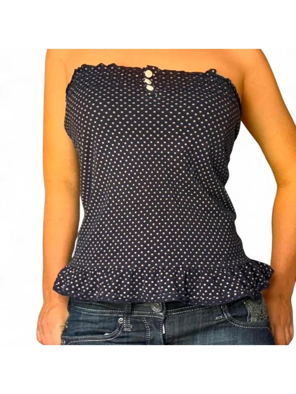 y2k 2000s navy tube top